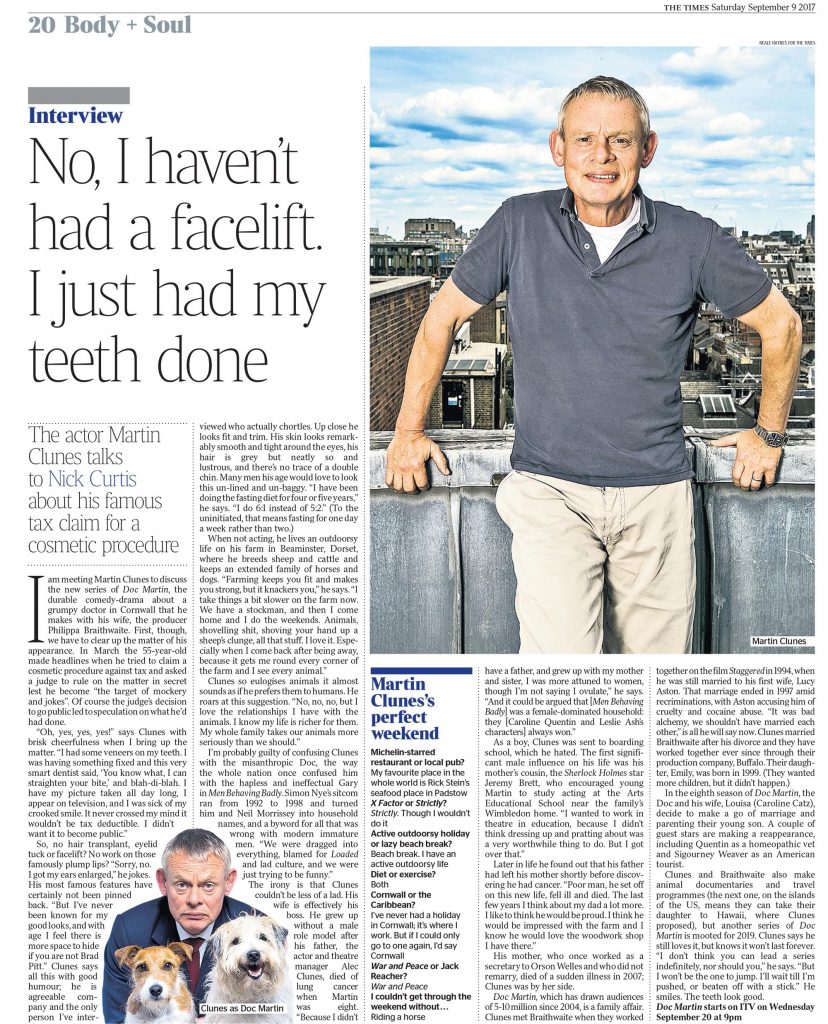 London Based British Photographer Neale Haynes Martin Clunes For The Times
